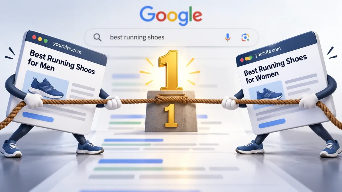 Duas páginas do mesmo site disputando a mesma busca no Google