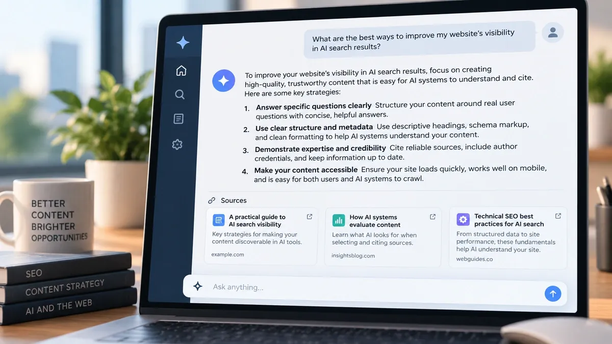 Resposta de assistente de IA citando empresas como fonte