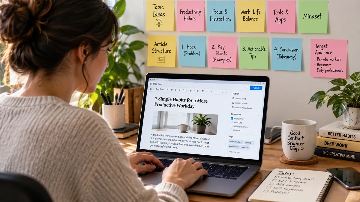 Artigo de blog sendo escrito com foco em SEO