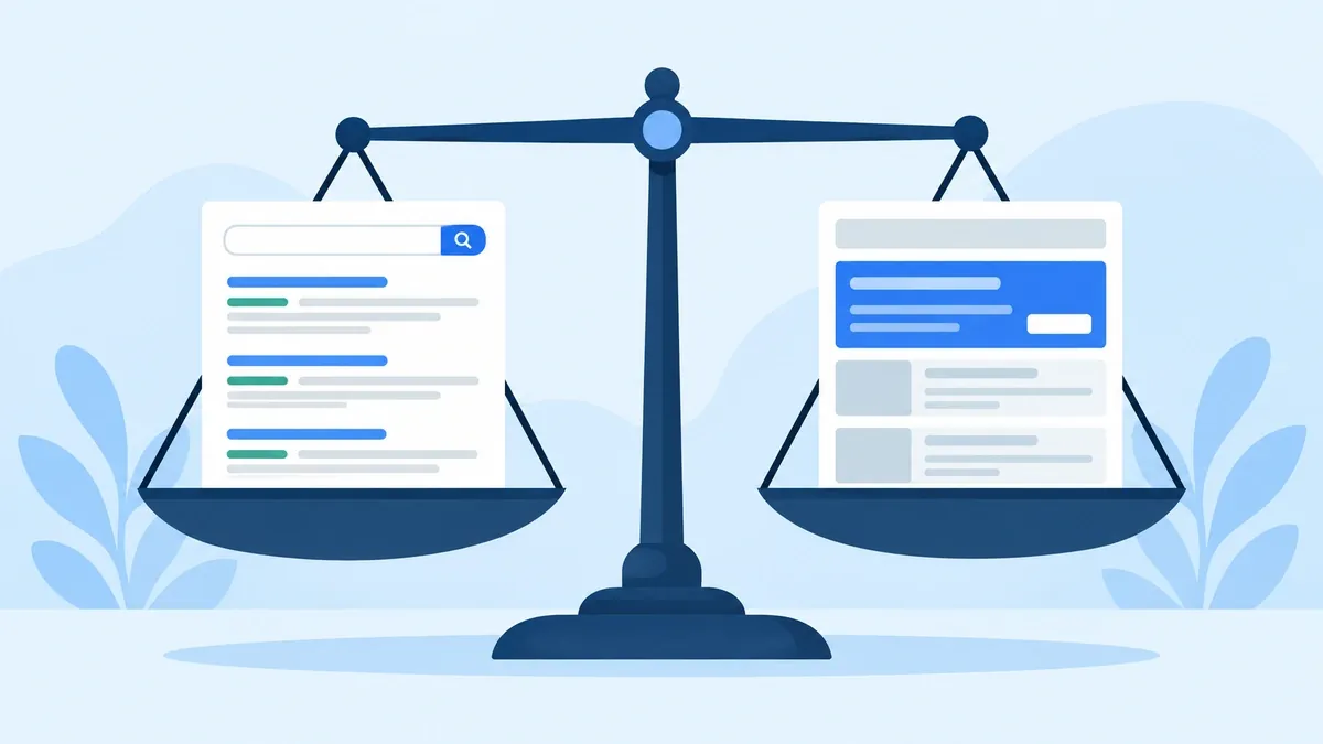Resultado orgânico e anúncio lado a lado na busca do Google