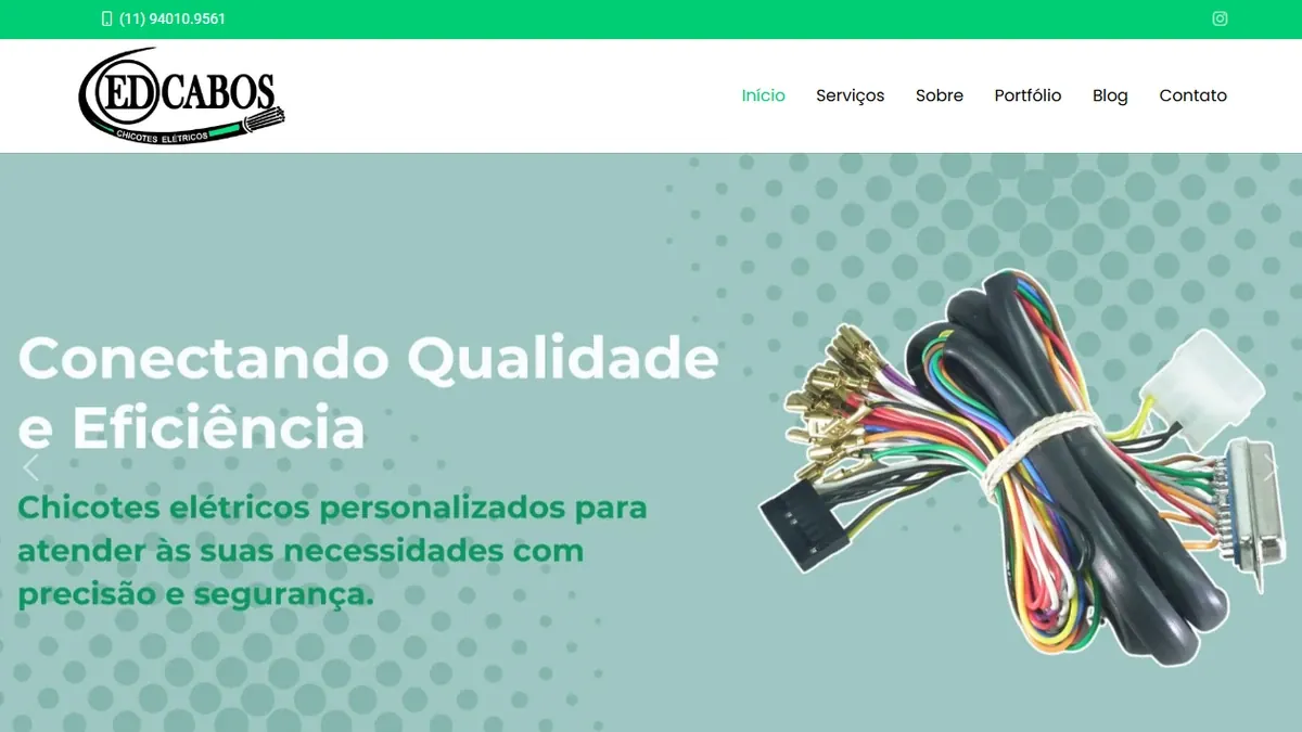 Página inicial do site da ED Cabos