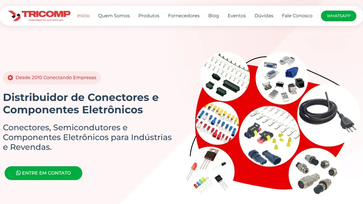 Página inicial do site da Tricomp
