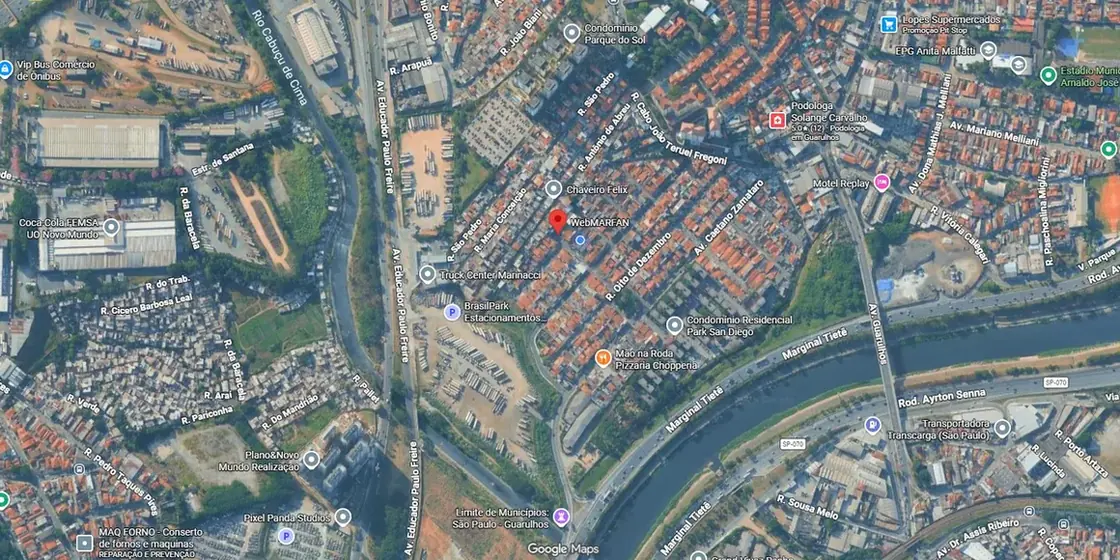 Mapa da Vila Zamataro, em Guarulhos, com a localização do endereço comercial da WebMARFAN