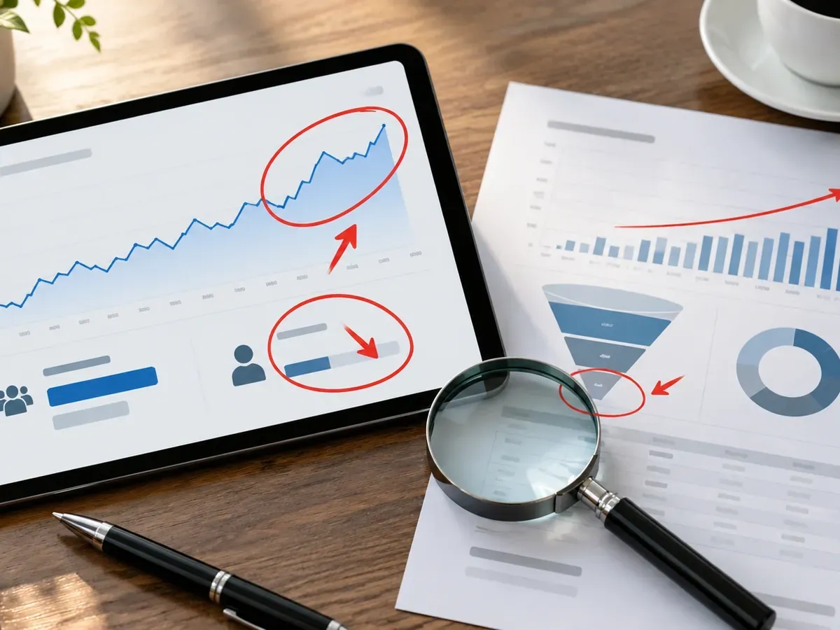 Relatório de diagnóstico mostrando por que um site não gera contatos